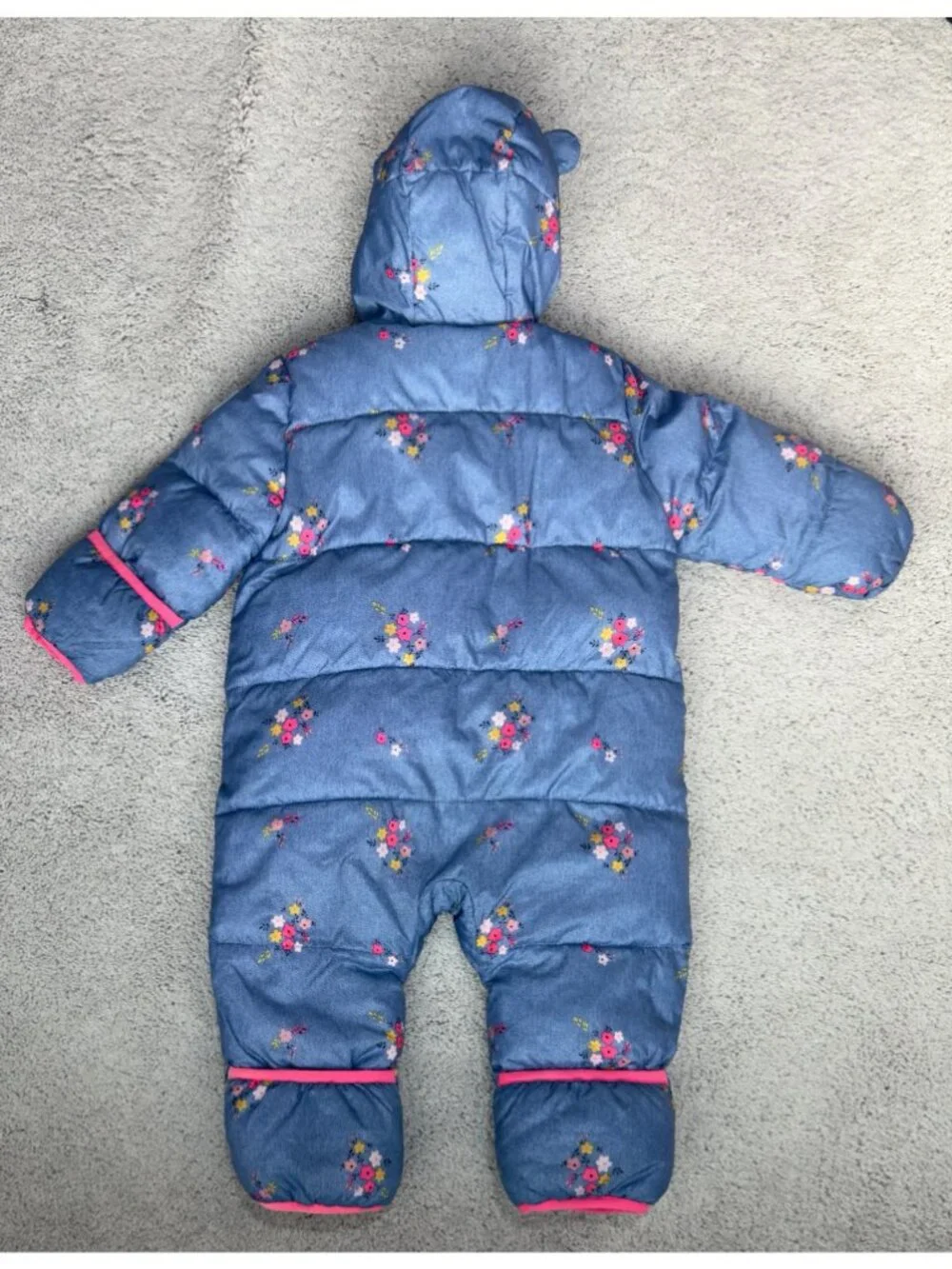 Baby Gap Girls Size 6-12 Months Infant Floral Bunting Fleece Lined Snow Suit
